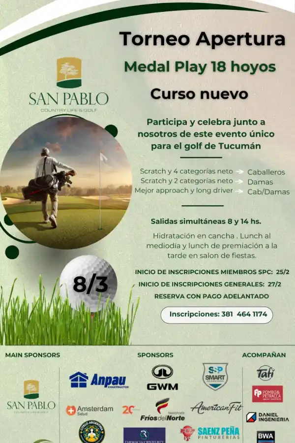 Sábado a puro golf en San Pablo gracias al torneo Apertura 2025