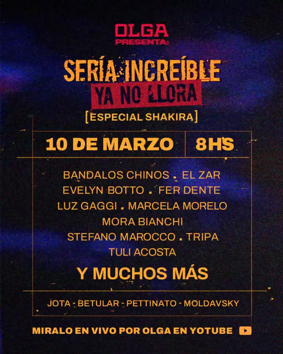 ESTRENO. El 10 de marzo Olga comenzará su transmisión 2025 con un homenaje a Shakira. / OLGA X