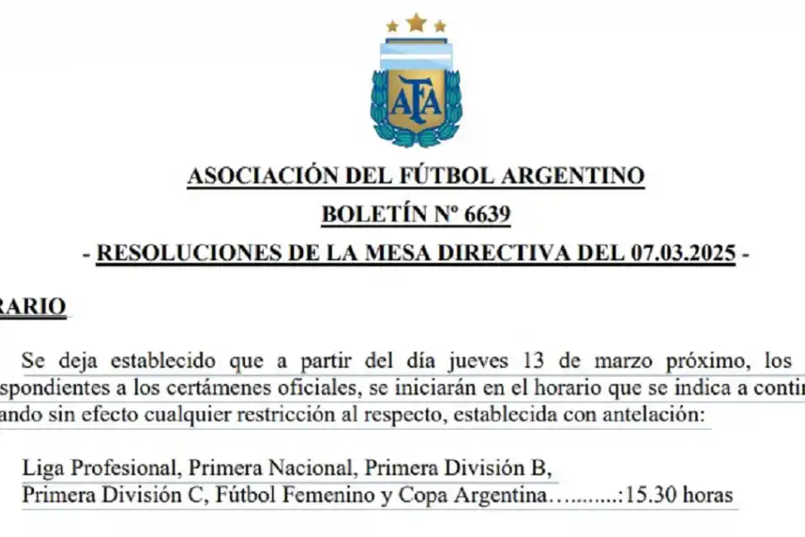 AFA confirmó el fin del horario de verano para todas las categorías