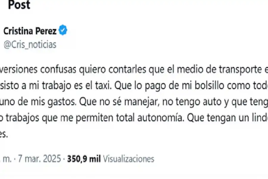 La respuesta de Cristina Pérez a Eduardo Feinmann