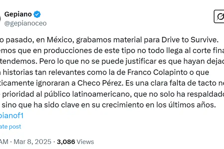 ¿Netflix ocultó a Colapinto en Drive to Survive? La decepción de los argentinos en redes sociales