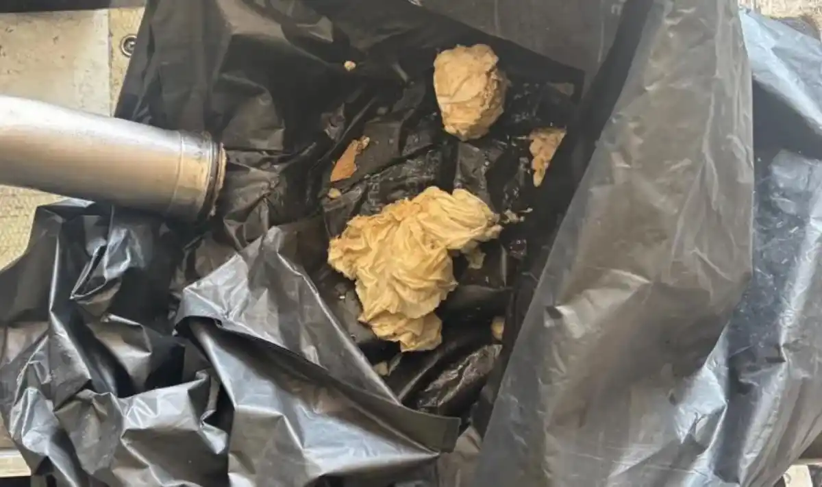 La aerolínea dijo que encontró bolsas de polietileno, trapos y ropa dentro de los baños. Air India/ BCC News