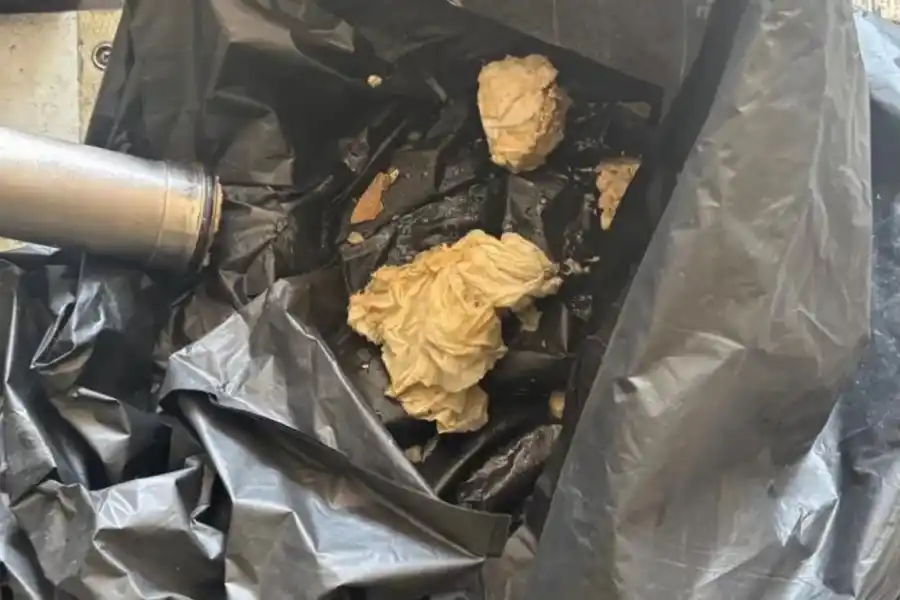 La aerolínea dijo que encontró bolsas de polietileno, trapos y ropa dentro de los baños. Air India/ BCC News