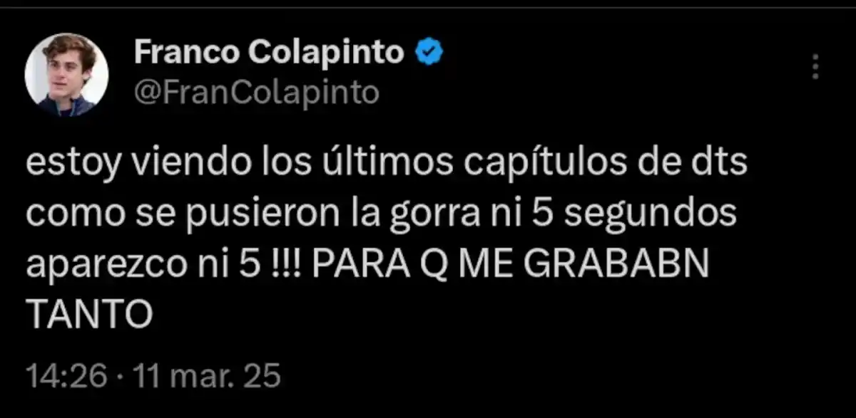 El enojo de Franco Colapinto tras el lanzamiento de la nueva temporada de la serie de la Fórmula 1: “Se pusieron la gorra”