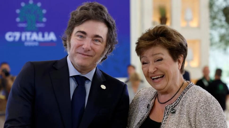 Javier Milei y Kristalina Georgieva.
