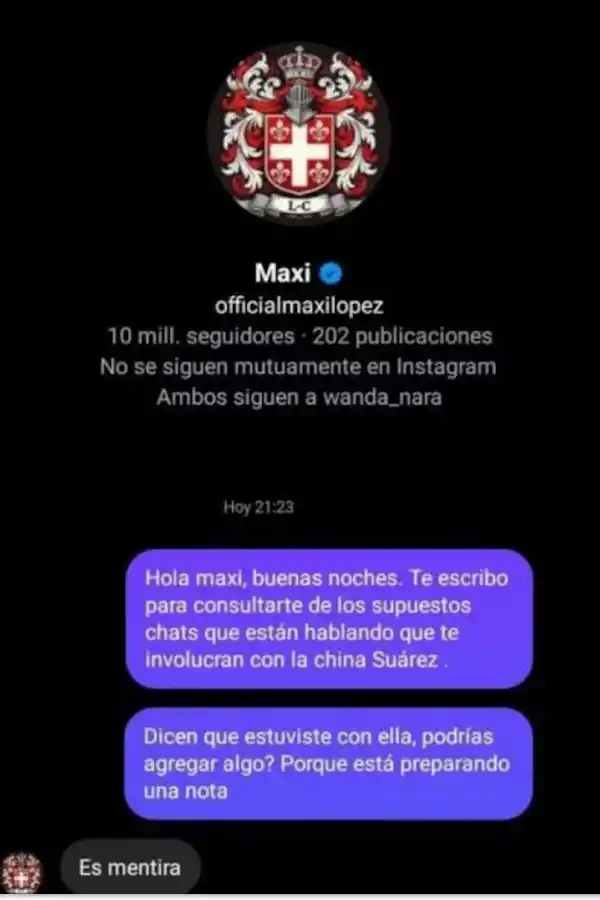 Maxi López desmintió la existencia de los chats en los que habla de un encuentro íntimo con la China Suárez (Foto: Captura X/@ElEjercitoDeLam/La Nación)