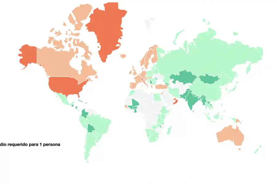 EL MAPA DE CALOR. Los presupuestos diarios que hay que tener en cuenta para viajar por el mundo. / CAPTURA DE PANTALLA