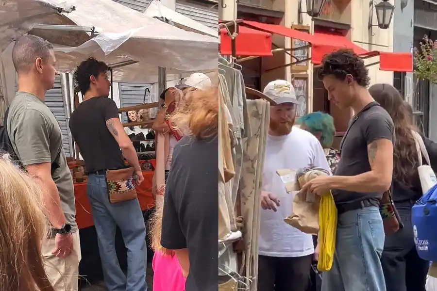 Shawn Mendes paseó como cualquier turista por el mercado de San Telmo.