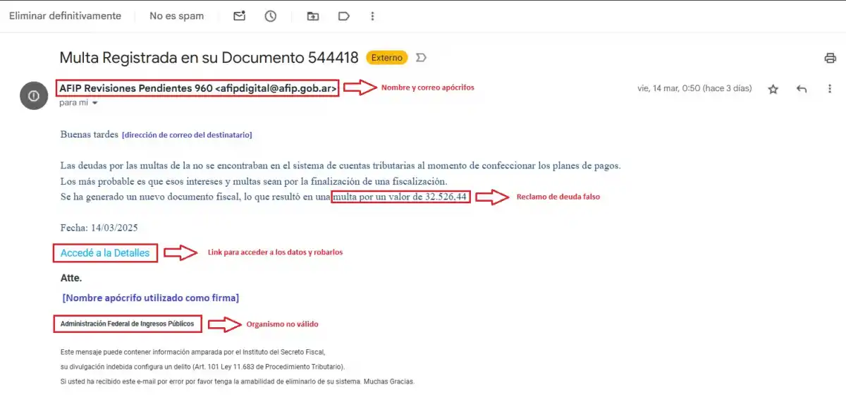 Alerta de ARCA por estafas a través de correos electrónicos fraudulentos
