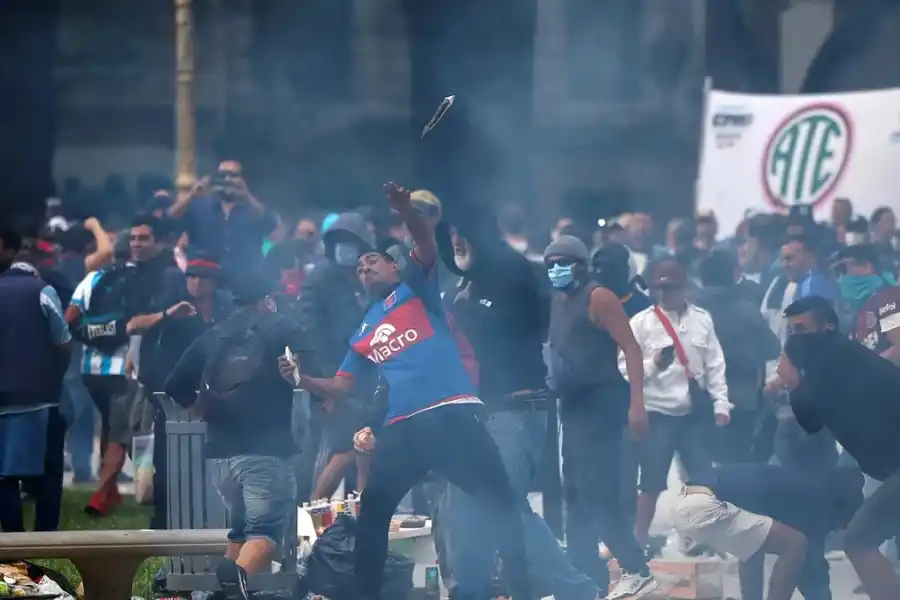 La protesta en la zona del Congreso.