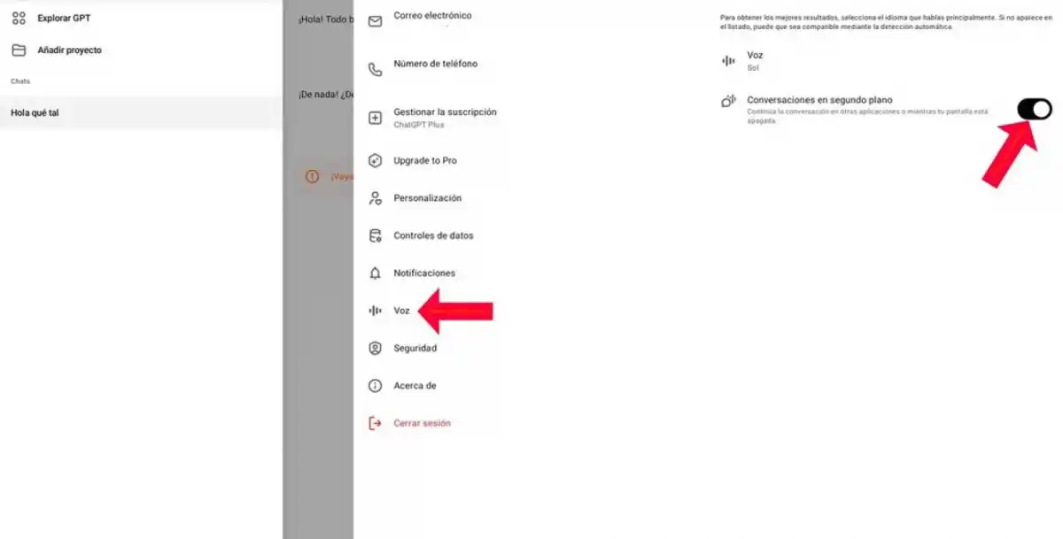 Así podés definir las conversaciones en segundo plano. Foto: Xataka