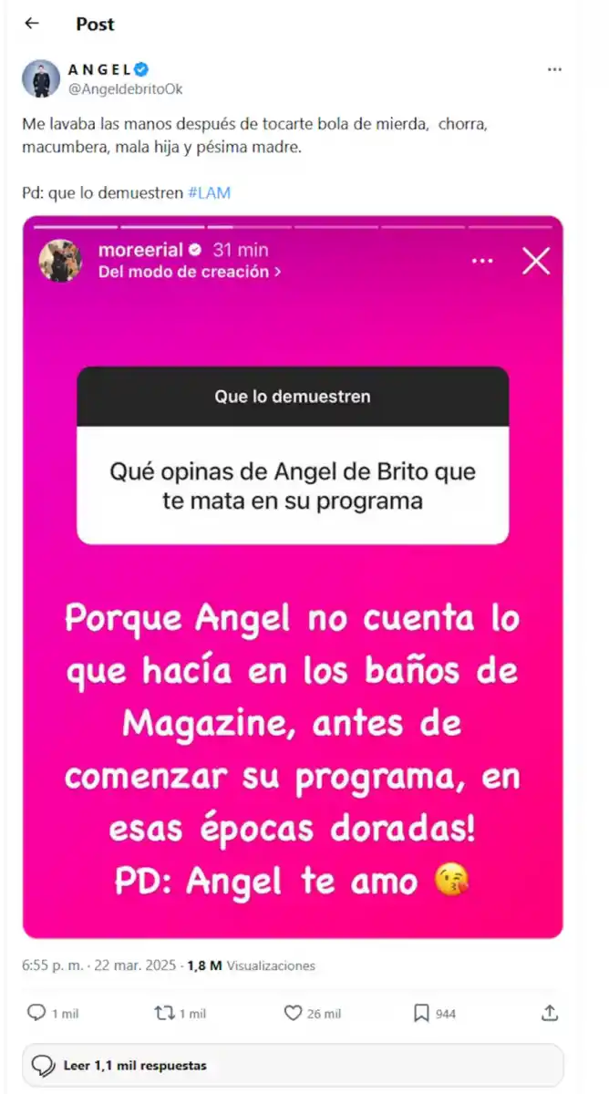 La respuesta de Ángel de Brito a las acusaciones de Morena Rial