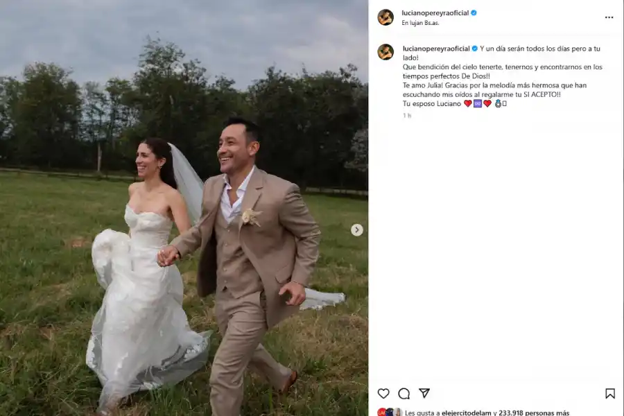 El mensaje que el cantante le dedicó a su flamante esposa con el que confirmó su matrimonio.