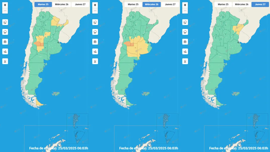 Mapa del Servicio Meteorológico Nacional.