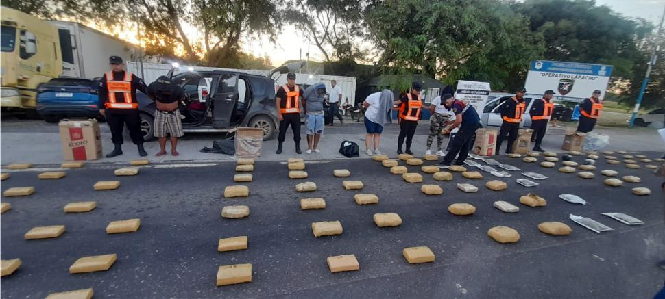 EN 7 DE ABRIL. Parte de los 156 kilos incautados en febrero pasado.