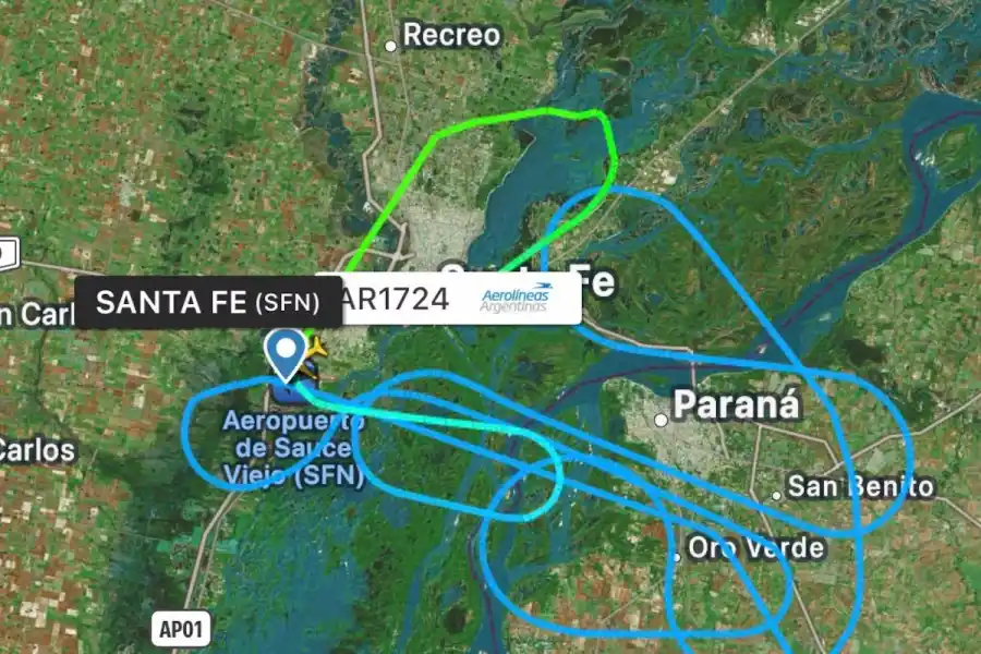 Un avión de Aerolíneas Argentinas sobrevoló el aeropuerto de Santa Fe durante casi una hora: ¿Qué pasó?