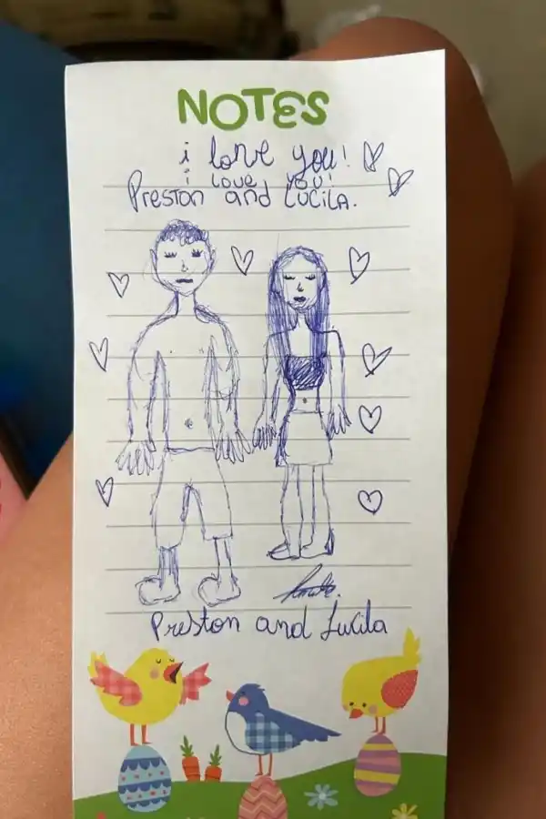 RECUERDO. Un dibujo de la pareja que Lucila mostró en Instagram.