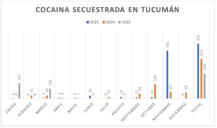 Aumentó un 400% el secuestro de cocaína en Tucumán