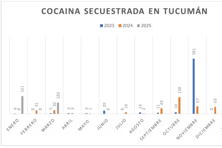 Aumentó un 400% el secuestro de cocaína en Tucumán