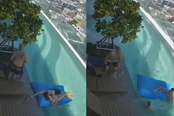 Aterrador: vivieron el terremoto de Tailandia en una piscina de la azotea