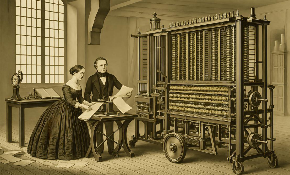 Fuente: ChatGPT-4o: Ada y Babbage frente a la Máquina Analítica, cuna del software y el hardware.