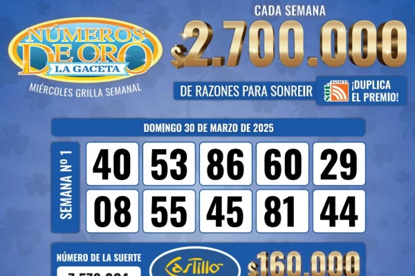 Los Números de Oro de LA GACETA del 30 de marzo de 2025