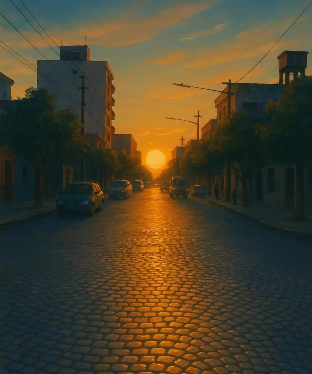 Un atardecer en barrio Sur.