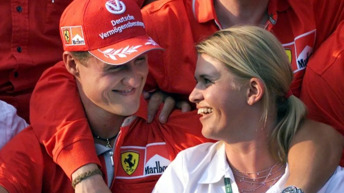 BUENOS TIEMPOS. Schumacher junto a su esposa que siempre está a su lado.