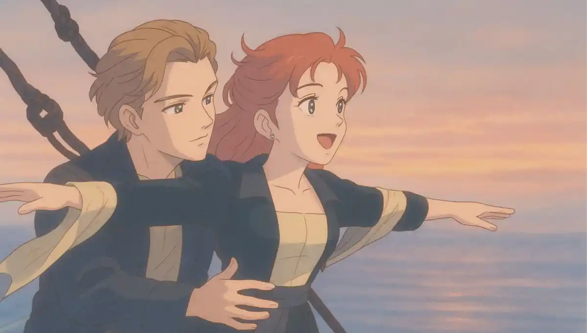 DE PELÍCULA. Una de las escenas más icónicas de Titanic, transformada con el estilo Ghibli gracias al ChatGPT.