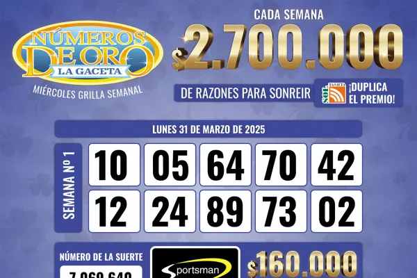 Los Números de Oro de LA GACETA del 31 de marzo de 2025