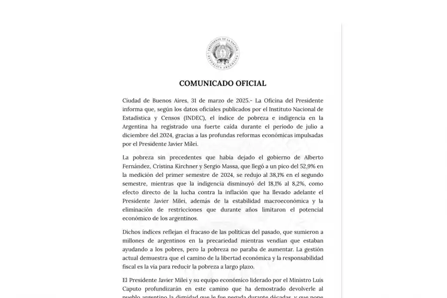 En Casa Rosada festejaron los datos del Indec y arremetieron contra la oposición