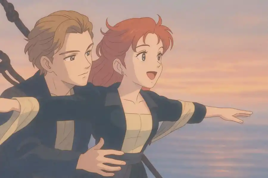 DE PELÍCULA. Una de las escenas más icónicas de Titanic, transformada con el estilo Ghibli gracias al ChatGPT.