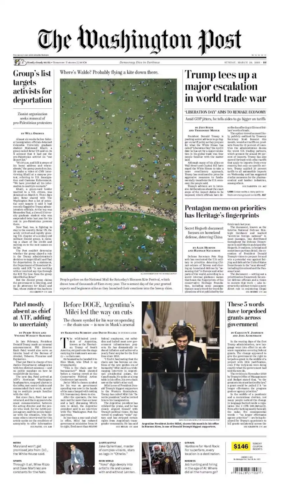 PORTADA. “Antes del DOGE, el argentino Milei lideró los recortes” fue el título del artículo publicado.