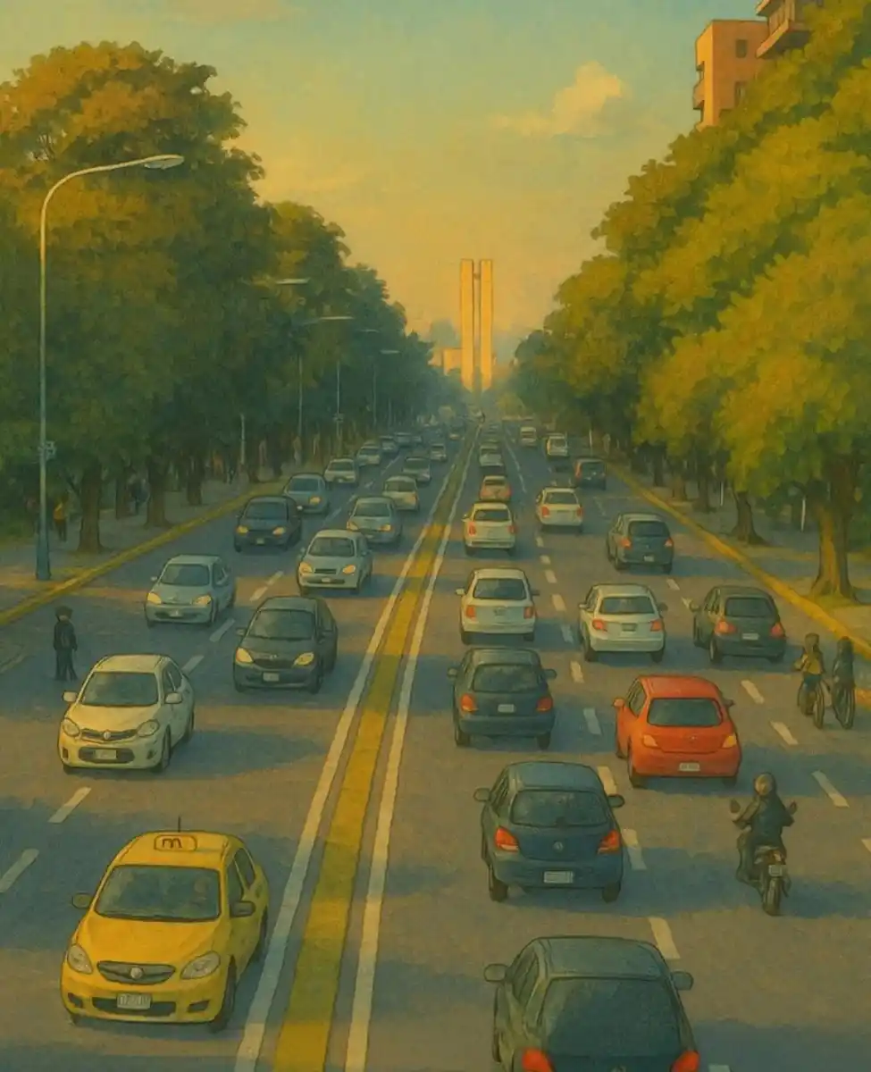 Una vista de la avenida Mate de Luna.