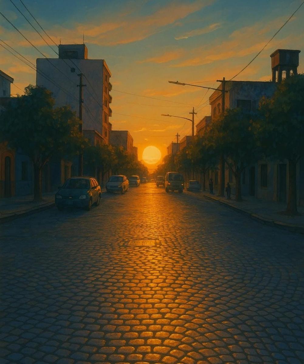 Un atardecer en barrio Sur.
