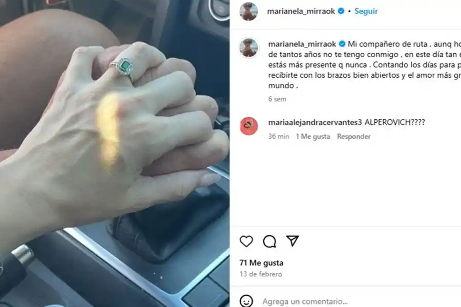 DE LA MANO. Una foto publicada por Mirra dicada a su compañero de ruta, en el Día de los Enamorados.