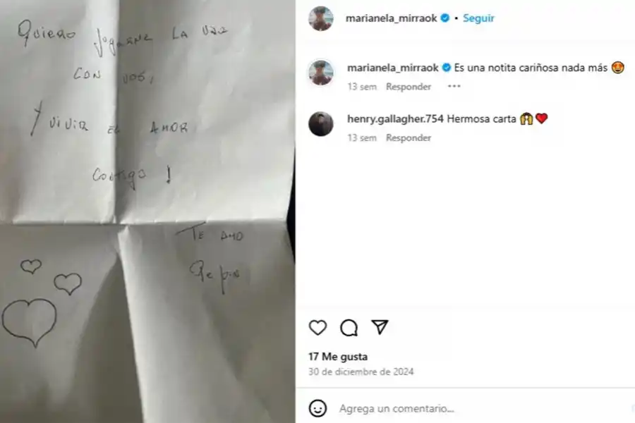 JUGARME LA VIDA. Marianella Mirra publicó en diciembre una carta que llevaba la firma de 