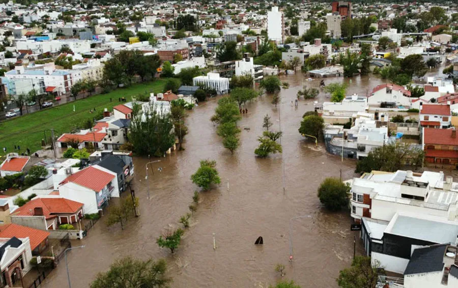 Imagen de las inundaciones en Bahía Blanca.
