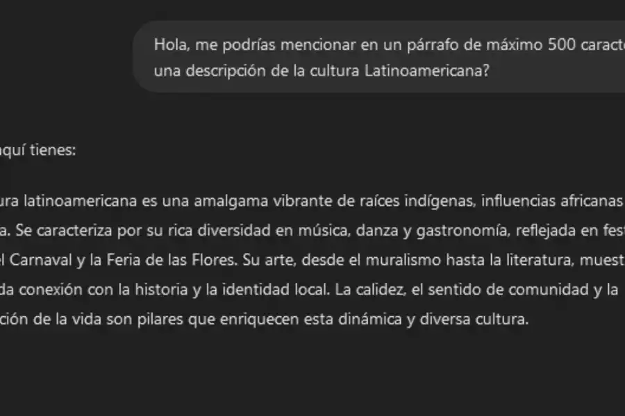 LA RESPUESTA DE CHAT-GPT. Esta captura de pantalla forma parte de la justificación oficial de una IA latinoamericana. / LATAM-GPT