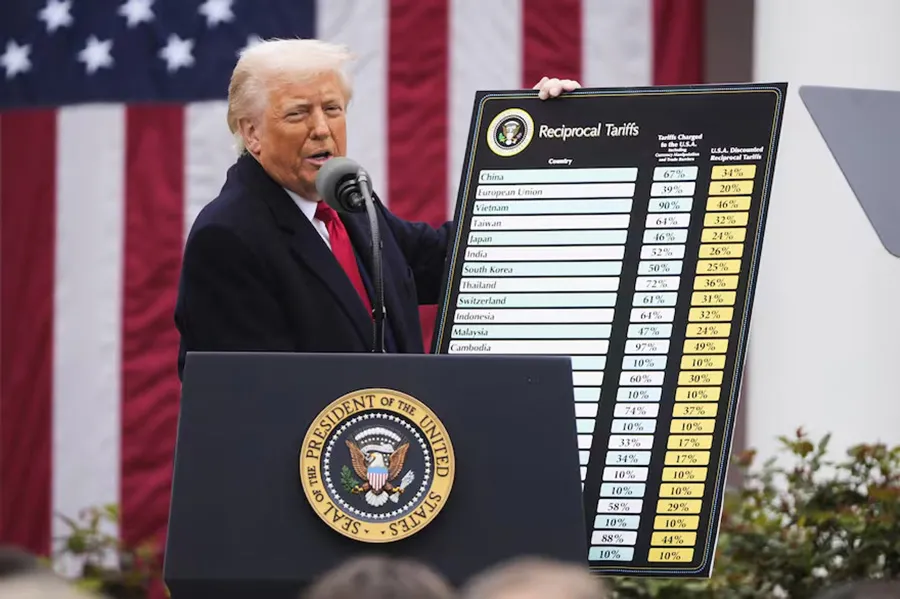 Trump muestra los aranceles que comenzarán a regir desde hoy.