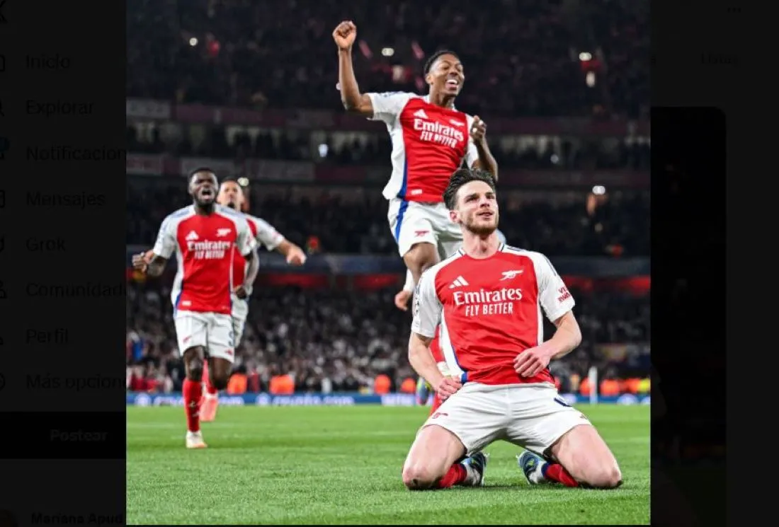 RÉCORD. Rice es el primer jugador en la historia en marcar dos goles de tiro libre directos en un partido de eliminatoria de la Liga de Campeones.