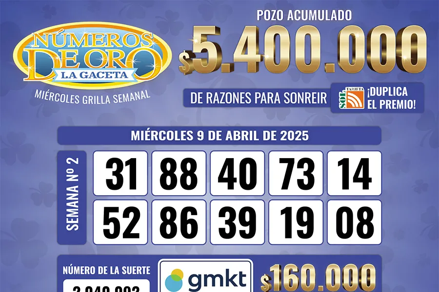 Los Números de Oro de LA GACETA del 9 de abril de 2025