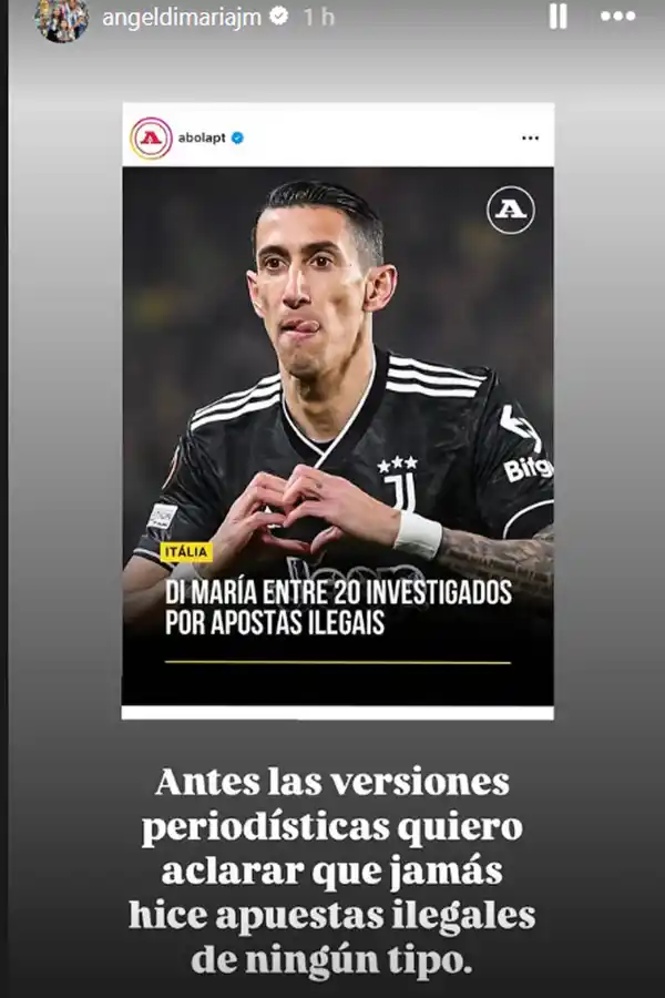 Ángel Di María se defendió de las acusaciones por apuestas ilegales: “Jamás lo hice”