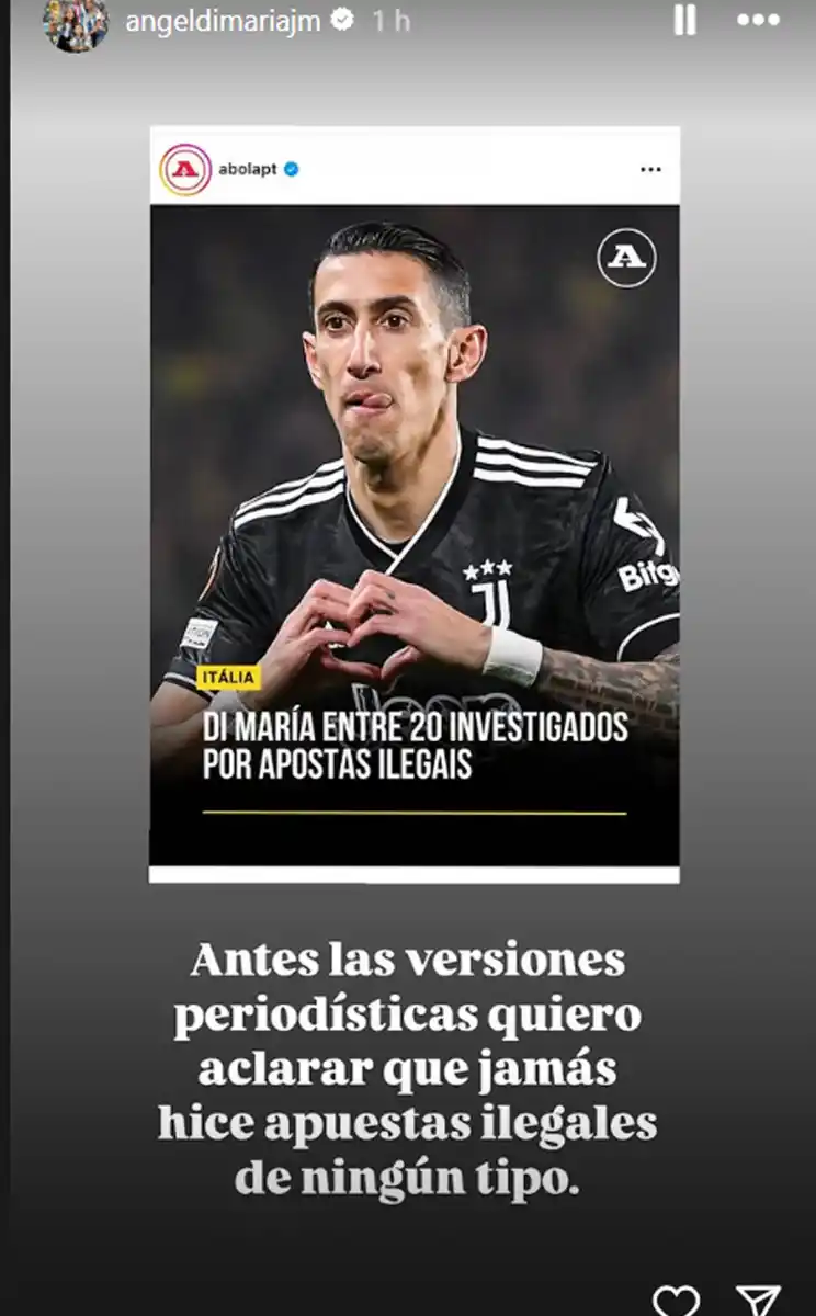 Ángel Di María se defendió de las acusaciones por apuestas ilegales: “Jamás lo hice”