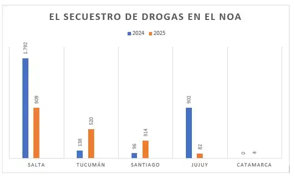 Tucumán es la segunda provincia del NOA en la que más droga se secuestró en 2025