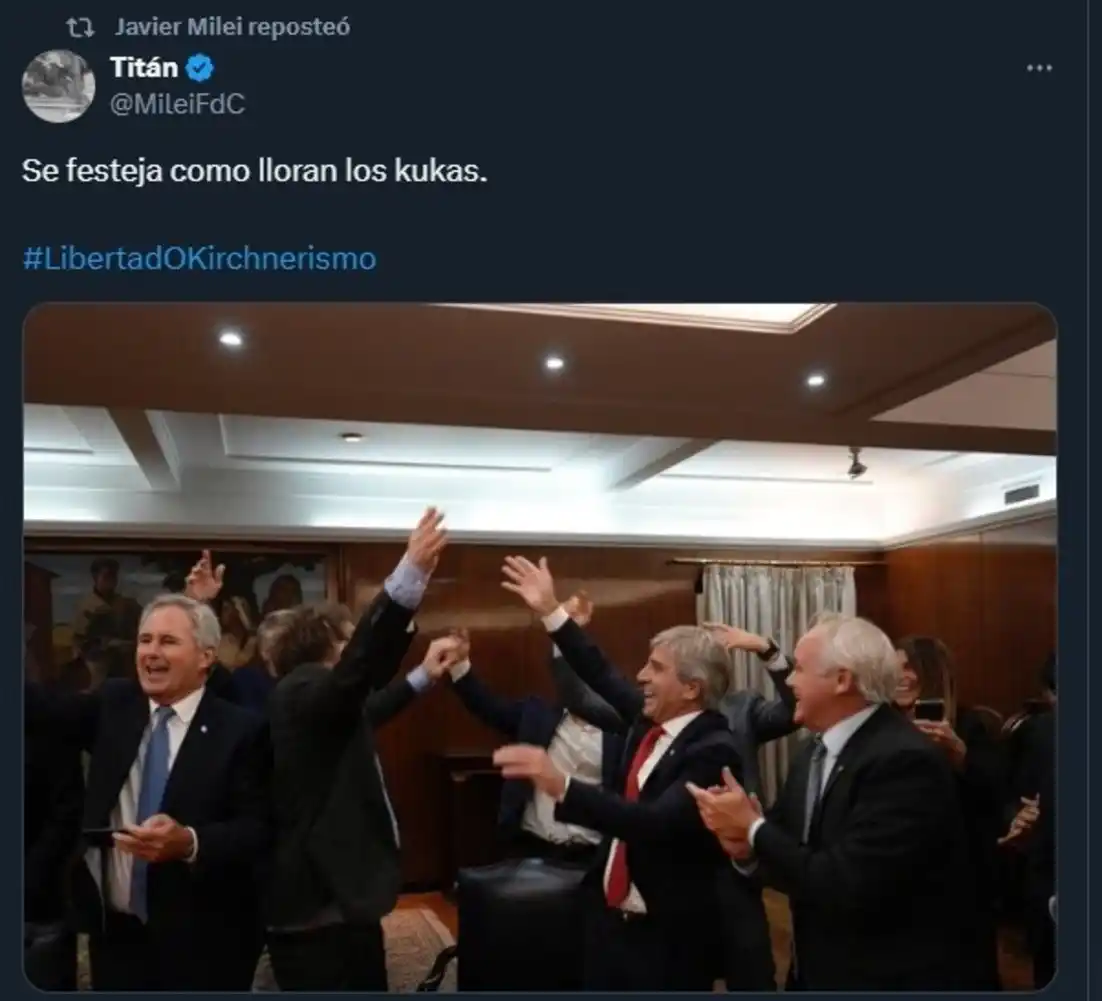 Milei festejó la salida del cepo en sus redes sociales: Mandril decime qué se siente