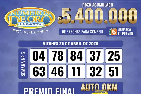 Los Números de Oro de LA GACETA del 25 de abril de 2025
