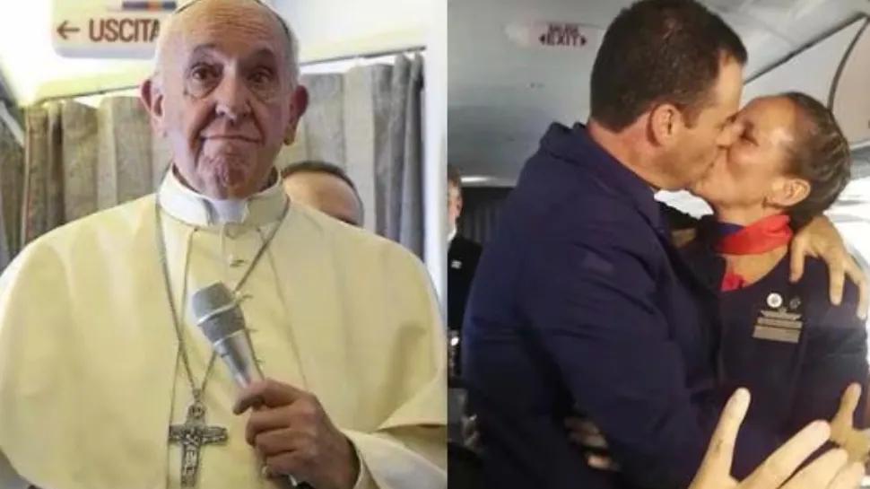 “Yo los caso aquí y ahora”: la emotiva boda que Francisco celebró a 10.000 metros de altura