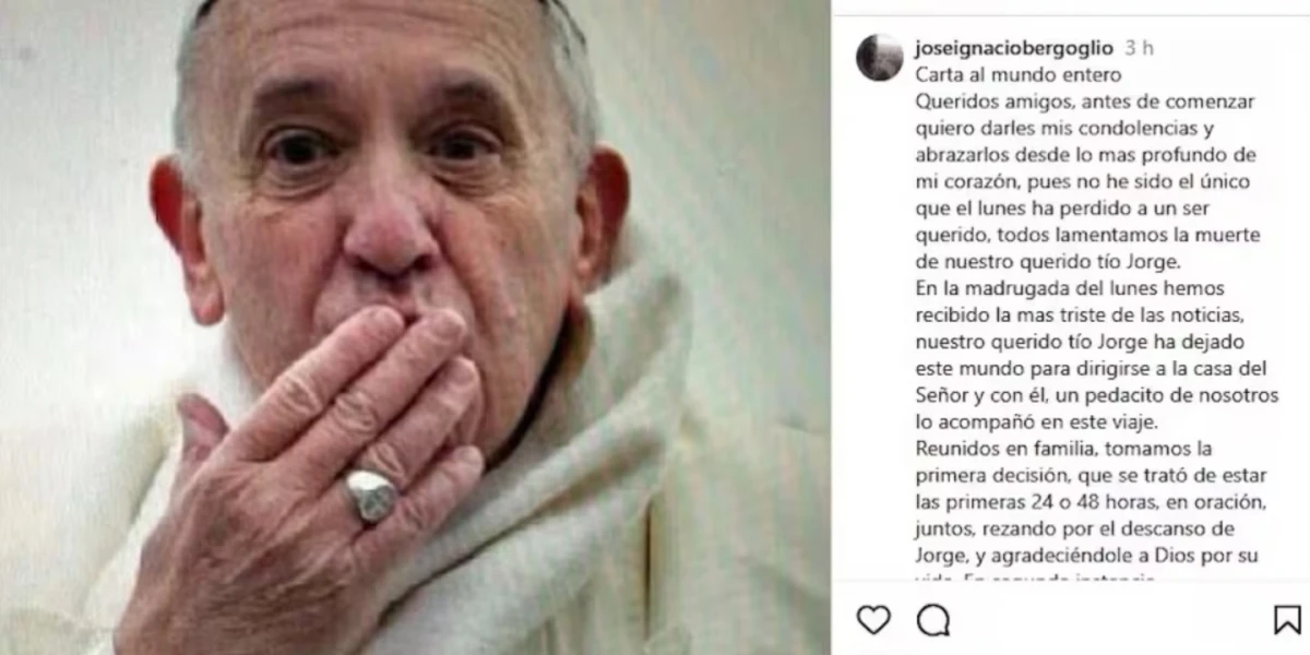 El posteo del sobrino del papa Francisco.