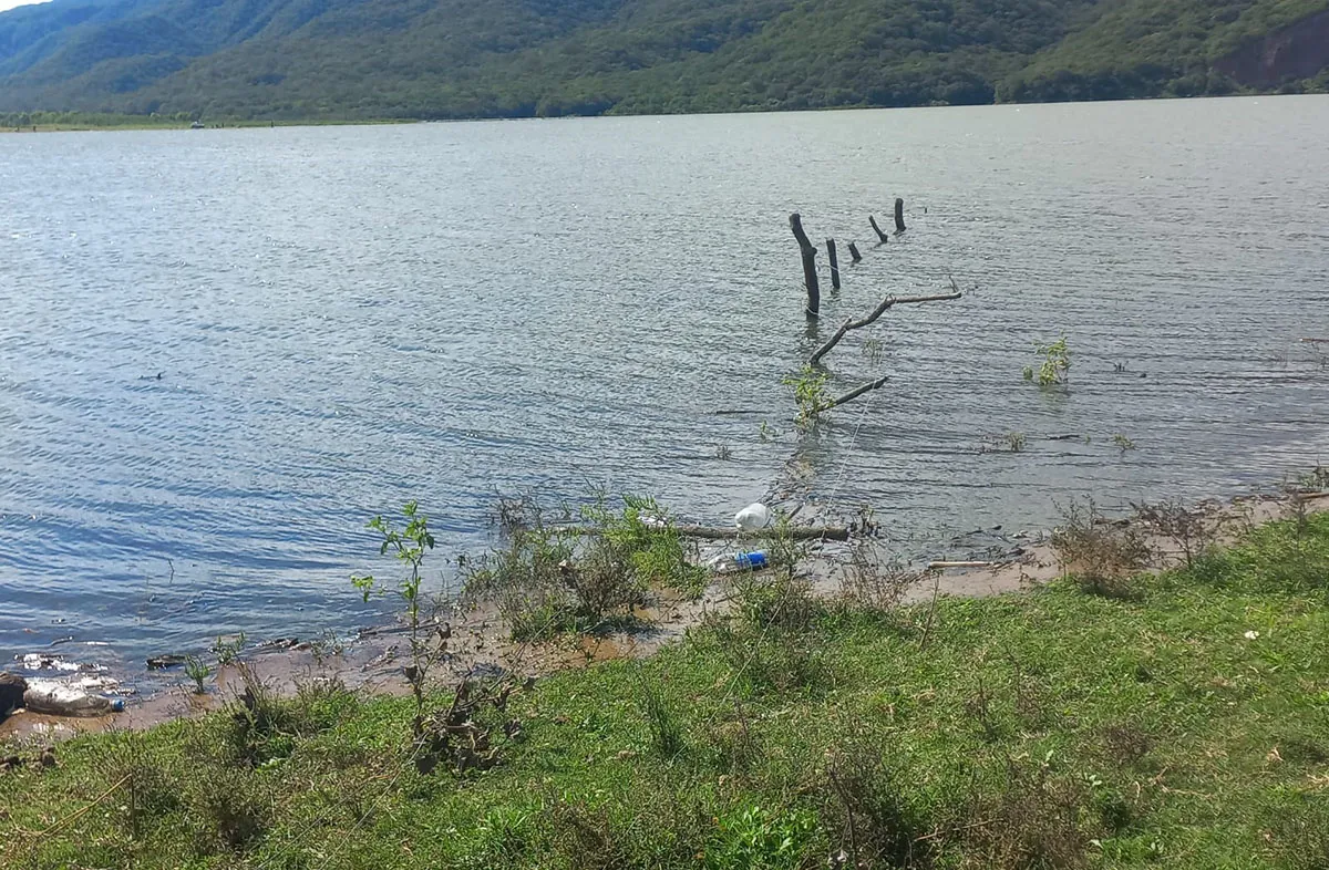 BAJO EL AGUA. Las autoridades necesitarán de maquinaria especial para retirar los postes colocados en el lago.